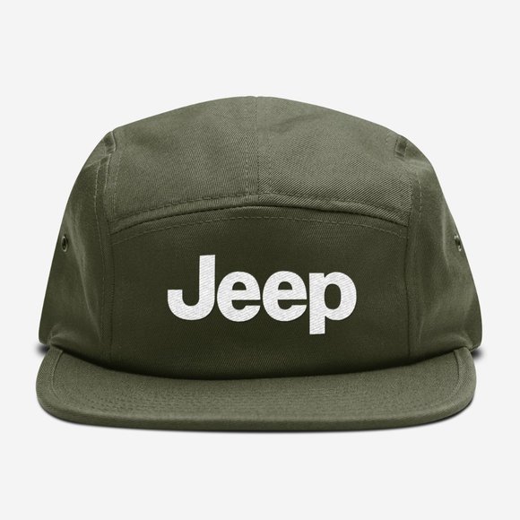 Other - NEW Jeep Wordmark Logo 5 Panel Camper Strapback Hat DARK OLIVE GREEN
